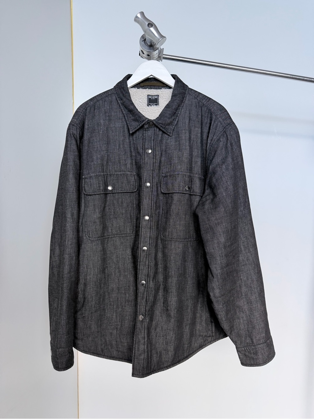 Todd Snyder Dark Gray Quilted-Lined Snap Shirt Jacket